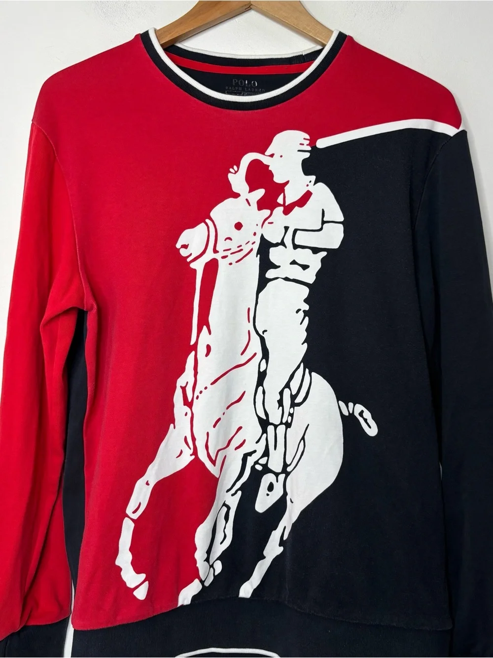 Polo Ralph Lauren Men’s Performance Crew Sweatshirt Red Black Big Pony Graphic S